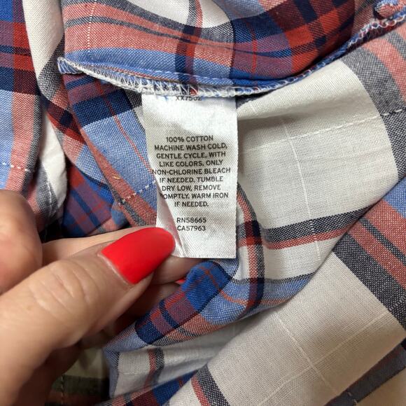 Caslon Plaid Cotton Longline Button-Up Shirt Small Blue Red White NWT - Picture 6 of 6